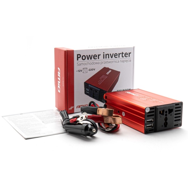 Invertor Convertor De Tensiune Amio 12V/220V 300W/600W 2xUSB PI03 02470